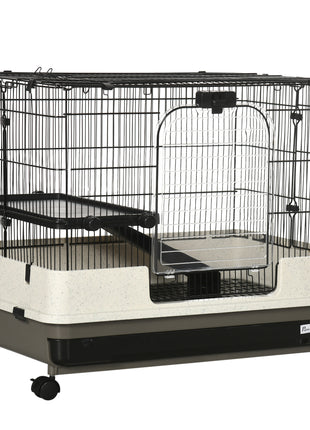 2-tier Compact Platform Rolling Small Animal Rabbit Cage for Hamsters, Chinchillas & Gerbils with a Large Living Space