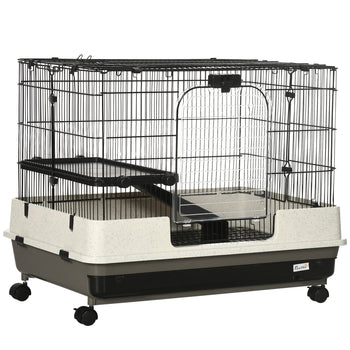 2-tier Compact Platform Rolling Small Animal Rabbit Cage for Hamsters, Chinchillas & Gerbils with a Large Living Space