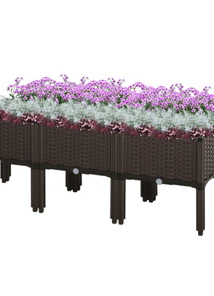 6 Piece Raised Garden Bed with Legs, Planter Box Raised Bed to Grow Flowers, Herbs & Vegetables, Brown