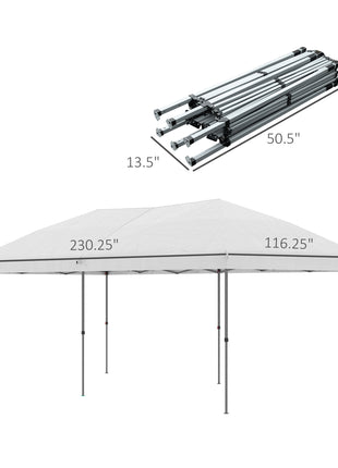 10' x 19' Pop Up Canopy with Easy Up Steel Frame, 3-Level Adjustable Height and Carrying Bag, Sun Shade Event Party Tent for Patio, Backyard, Garden, Off-White