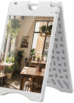 A Frame Sandwich Board Signs Outdoor 22" x 28" Sidewalk Sign with Weighted Tank & Weatherproof Design, White