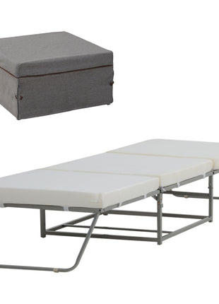 Convertible Ottoman, Guest Sleeper Bed, Gray