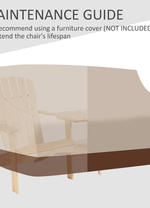 Fire Pit Seating, 2 Wooden Adirondack Chairs with Outdoor Table & Umbrella Hole, Wood 2 Person Adirondack Bench, Natural