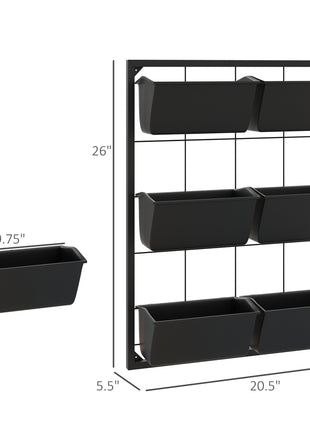 3-Tier Hanging Planter with 6 Pots for Indoor and Outdoor Use, Wall Planter, Self Draining & Wall Mounted, Black