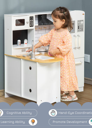 Large Play Kitchen with Full Set of Appliances for a Modern Day Pretend Kitchen, Tons of Storage, Corner Play Kitchen Set with Sound Effect, Educational Pretend Role Playset Game