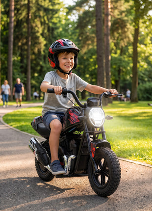 24V Kids Electric Motorcycle with 180W Motor, 12" Rubber Tires, Up to 11MPH, Twist Throttle for Ages 6-12, Black