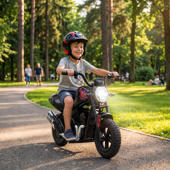 24V Kids Electric Motorcycle with 180W Motor, 12" Rubber Tires, Up to 11MPH, Twist Throttle for Ages 6-12, Black