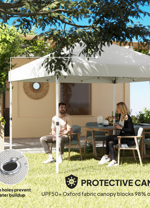 10' x 10' Pop Up Canopy Tent with 2 Half Sidewalls, UV50+ Instant Sun Shelter with Wheeled Carry Bag, White