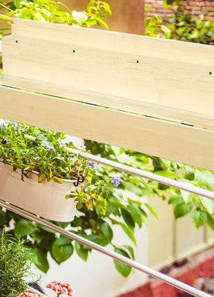 Hanging Balcony Table, Spruce Wood Foldable Railing Bar, Serving Table & Desk, Fits up to 3.9 Inches, Natural