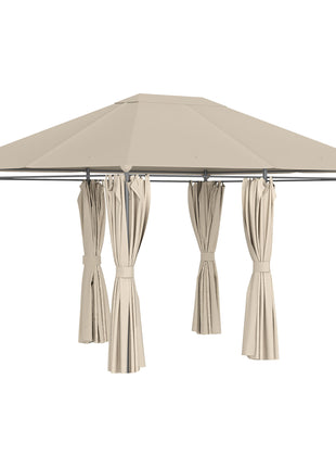 10' x 13' Outdoor Patio Gazebo Canopy Shelter with 6 Removable Sidewalls, & Steel Frame for Garden, Lawn, Backyard and Deck, Khaki