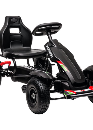Kids Pedal Go Kart, Outdoor Ride on Toys with Adjustable Seat, Sharp Handling, Handbrake, 4 Non-Slip Rubber Wheels for Boys & Girls Aged 5-12 Years Old, Black