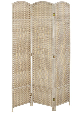 Folding Room Divider Screen 3 Panel 6' Tall Privacy Screen Freestanding Wood Partition for Home Office, Washed Oak