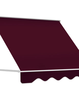 6' Drop Arm Manual Retractable Window Awning Sun Shade Shelter for Patio Balcony Outdoor, Aluminum, Wine Red