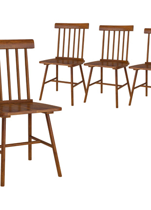 Dining Chairs Set of 4, Farmhouse Wood Kitchen Chairs with Rubber Wood Frame, Spindle Back for Dining Room, Light Brown