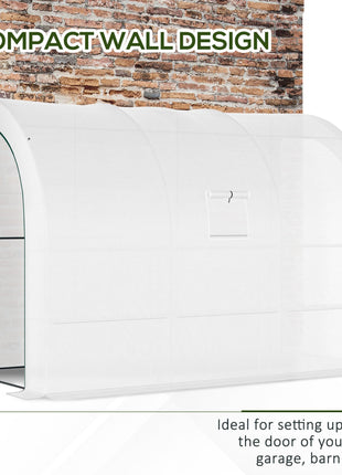 10' x 5' x 7' Outdoor Walk-In Greenhouse, Plant Nursery with Zippered Doors, PE Cover and 3 Wire Shelves, White