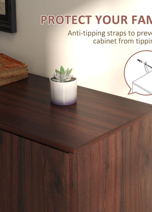 Retro Sideboard with 2 Cabinets 3 Drawers, Buffet Table, Rustic Brown