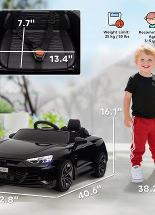 Licensed Audi RS e-tron GT 12V Ride On Car Truck for Kids, Electric Car Ride On Vehicle w/Parent Remote Control, Music, Lights, for Toddlers, Black