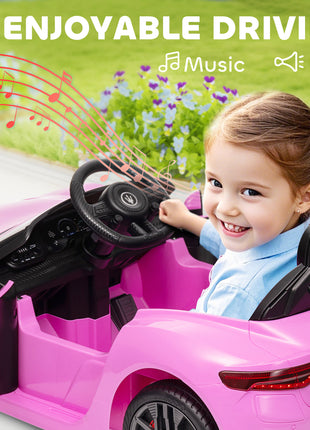 Maserati Gran Turismo Licensed 12V Kids Electric Car w/ Remote Control, Soft Start, LED Lights, Music, Horn, Pink