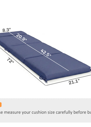 Outdoor Chaise Lounge Cushions Set of 2 with 6 Ties, High-Density Foam, for Patio and Poolside, Navy Blue