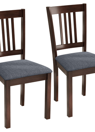 Dining Chairs Set of 2 Linen Upholstered Kitchen Chairs with Rubberwood Legs for Dining Room Living Room Espresso Gray