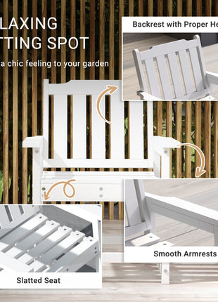 All-Weather Patio Chair, HDPE Patio Dining Chair, Heavy Duty Wood-Like Outdoor Furniture for Garden, Backyard, Deck, Porch, Lawn, White