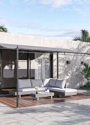 10' x 13' Outdoor Pergola Gazebo, Steel Patio Canopy with Weather-Resistant Fabric and Drainage Holes, Gray