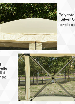 Pop Up Camping Canopy Gazebo Screen Shelter Tent with Single Person Easy Set-Up, Portable Carry Bag, 7x7FT, Beige