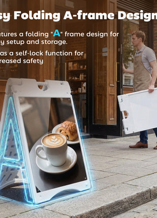 A Frame Sandwich Board Signs Outdoor 22" x 28" Sidewalk Sign with Weighted Tank & Weatherproof Design, White