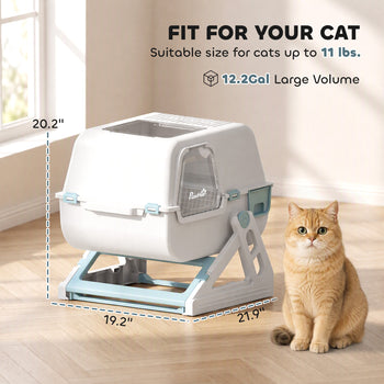Cat Litter Box with Lid, Enclosed Cat Litter Box with Deodorization Bag & Drawer Pan, High Sides & Flip-to-Clean