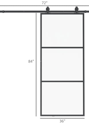36" x 84" Sliding Door with Hardware Kit, Handle, & Track, Frosted Tempered Glass Door, Easy Installation