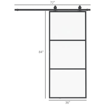 36" x 84" Sliding Door with Hardware Kit, Handle, & Track, Frosted Tempered Glass Door, Easy Installation