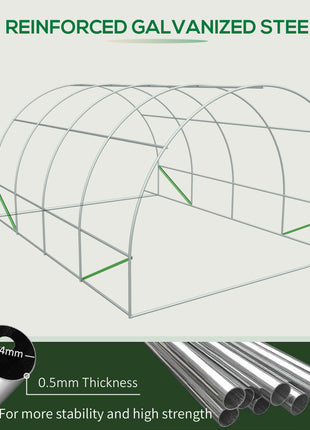 20' x 10' x 7' Outdoor Walk-in Greenhouse, Tunnel Green House with Roll-up Windows, Zippered Door, PE Cover, Heavy Duty Steel Frame, Green