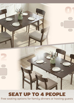 47.2" Rectangle Dining Table for 4, Mid-Century Modern Kitchen Table with Rubber Wood Frame for Dining Room, Mahogany