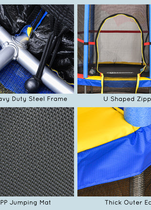 Φ5FT Kids Trampoline with Enclosure Net for Age 3 to 6 Years, Mixed Color