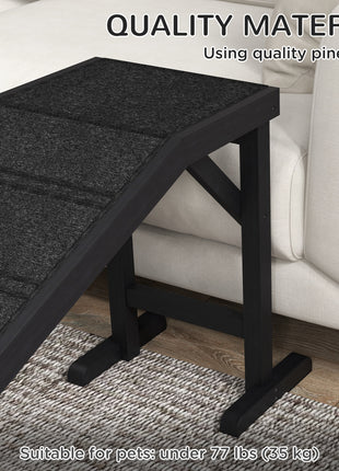 Dog Ramp w/ Non-Slip Carpet and Top Platform, 74" x 16" x 25", Black