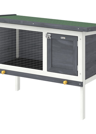 Wooden Rabbit Hutch, Guinea Pig Hutch with Asphalt Roof, Outdoor Elevated Bunny House for Rabbits, Chinchillas