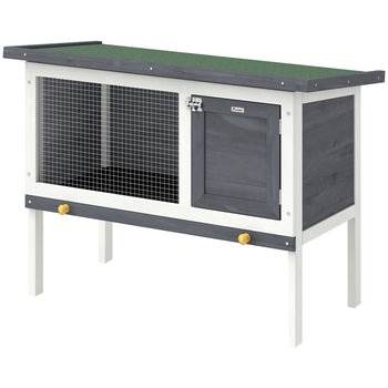 Wooden Rabbit Hutch, Guinea Pig Hutch with Asphalt Roof, Outdoor Elevated Bunny House for Rabbits, Chinchillas