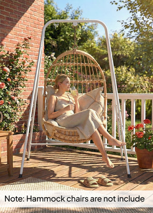 Hammock Chair Stand  Indoor and Outdoor Use with Anti-Slip Foot Pads, 2 Carabiners, White