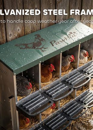 Chicken Nesting Boxes, 8 Compartment Metal Nesting Boxes for Chickens, Two-Tier Egg Laying Boxes with Vented Holes