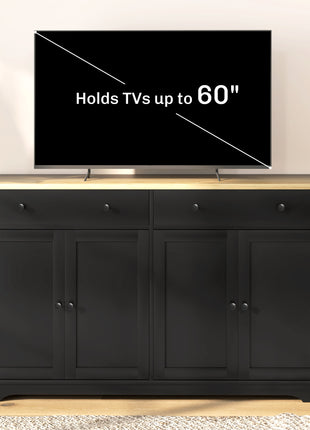 Modern Sideboard, Buffet Cabinet with Storage Drawers, Adjustable Shelves for Living Room, Dining Room, Entryway, Black