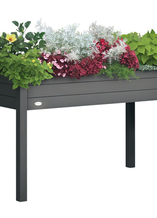 48" Raised Garden Bed, Elevated Wooden Planter Box with Holes for Vegetables, Herb, Flowers for Backyard, Dark Gray