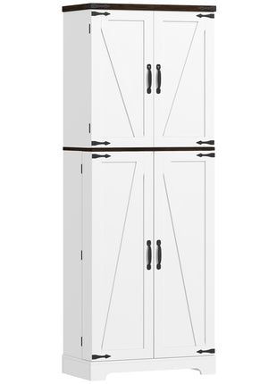 64" Tall Kitchen Pantry Cabinet with Motion Sensor Light, Spice Racks and Adjustable Shelves, White