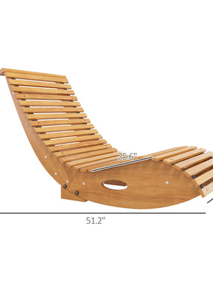 Outdoor Rocking Chair w/ Slatted Seat, Wooden Rocking Chair, 51.25" x 23.5" x 23.5", Teak