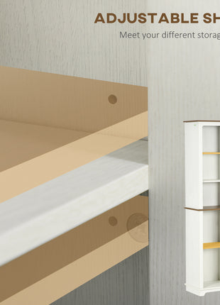 Farmhouse Bathroom Cabinet, Tall Storage Cabinet with Door and Adjustable Shelves, 15.5" x 11.75" x 63", White