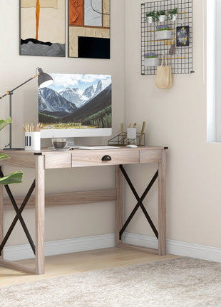 44 inch Home Office Computer Desk, Rustic Writing Desk, Farmhouse Workstation with Storage Drawer, X-Frame