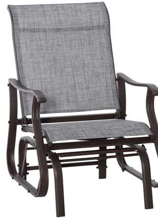 Outdoor Glider Chair, Gliders for Outside Patio with Steel Frame and Mesh Fabric for Backyard, Garden, and Porch, Gray