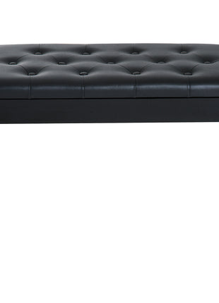 Piano Bench, Duet Piano Chair with Faux Leather Padded Cushion and Wooden Frame, Button Tufted Keyboard Bench, Black