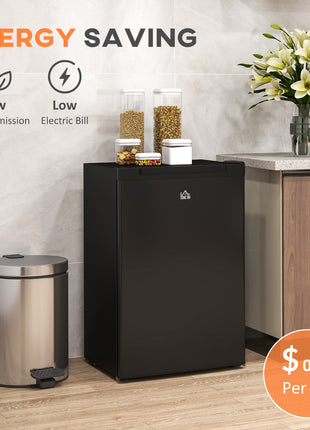 Upright Freezer, 3 Cu Ft Small Freezer with Reversible Single Door, Adjustable Thermostat for Home, Apartment, Black