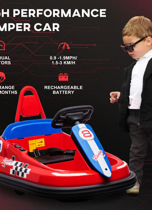 Bumper Car for Kids, 360° Rotation 6V Electric Ride On Bumper, Red