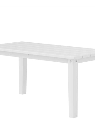 Rectangle Outdoor Coffee Table, HDPE All-Weather Outdoor Patio Table with Slatted Tabletop for Yard, Balcony, White